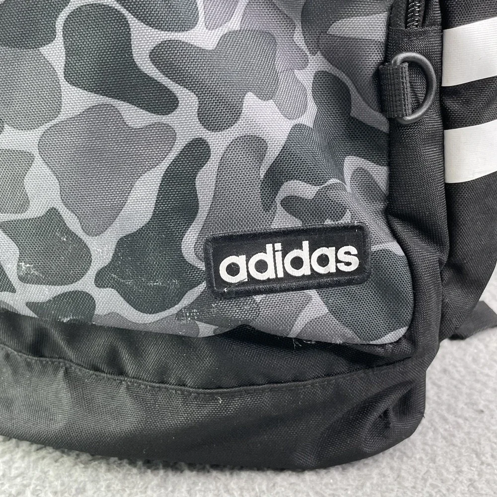 Adidas Backpack Camo Pockets Large Gray Academia Hiking Camping Travel Streetwea